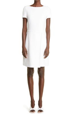 St. John Collection Slub Knit Bateau Neck Dress in White