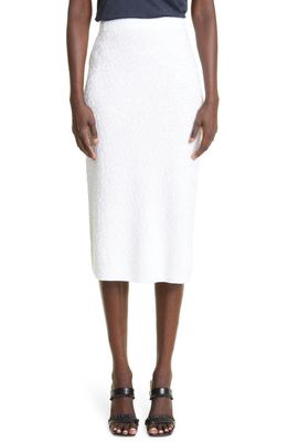 St. John Collection Snow Leopard Jacquard Knit Skirt in White