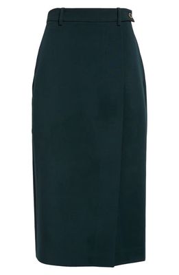 St. John Collection Stretch Cady Midi Skirt in Spruce