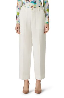St. John Collection Stretch Crepe Ankle Pants in Optic White