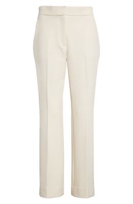 St. John Collection Stretch Crepe Straight Leg Pants in Ecru