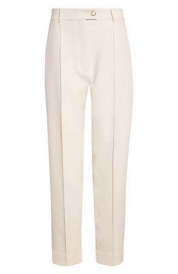 St. John Collection Stretch Crepe Tapered Ankle Pants in Ecru