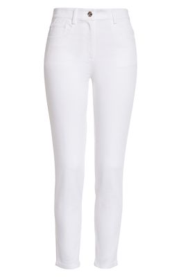 St. John Collection Stretch Denim Skinny Ankle Pants in White