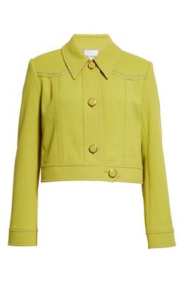 St. John Collection Tailored Wool Blend Jacket in Chartreuse