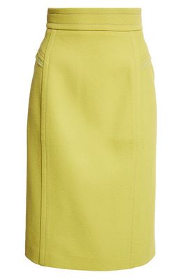 St. John Collection Tailored Wool Blend Skirt in Chartreuse
