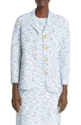 St. John Collection Textured Bouclé Tweed Knit Jacket in Blue Multi