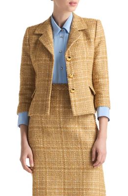 St. John Collection Tonal Soft Check Tweed Jacket in Tan Multi