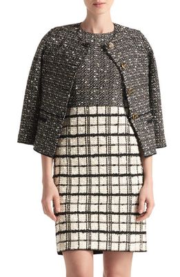 St. John Collection Tweed Jacket in Ecru/Black Multi