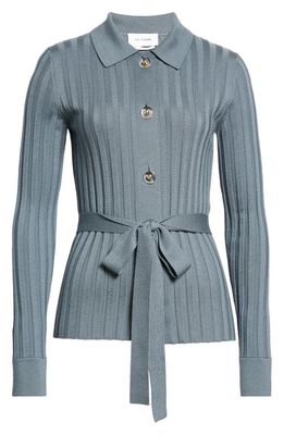 St. John Collection Vanisé Rib Knit Jacket in Blue Grey Multi