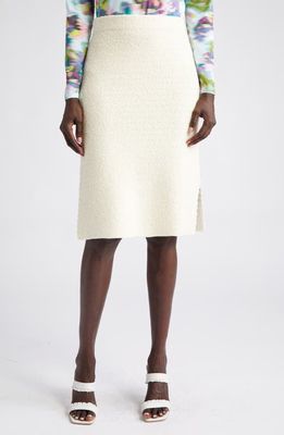 St. John Collection Zigzag Stitch Tweed Knit Skirt in Ecru/Vanilla