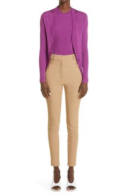 St. John Collection Zip Detail Slim Fit Knit Pants in Camel