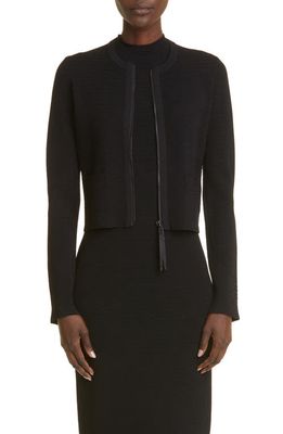 St. John Collection Zip Front Knit Jacket in Black