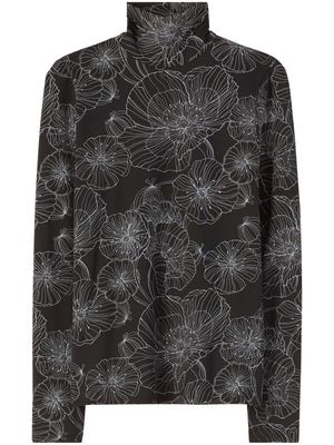 St. John Contour Nuda floral-print T-shirt - Black