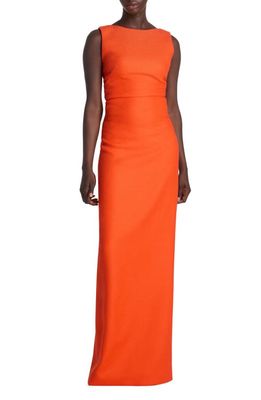 St. John Evening Cowl Back Sleeveless Wool Gown in Persimmon