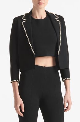 St. John Evening Crystal Embellished Sweater Jacket in Black