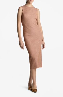 St. John Evening Metallic Piqué Knit Dress in Blossom/Lurex Multi