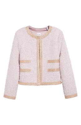 St. John Evening Sequin Eyelash Tweed Crop Jacket in Amethyst Multi