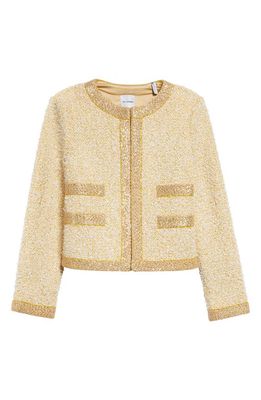 St. John Evening Sequin Eyelash Tweed Crop Jacket in Sunflower Multi