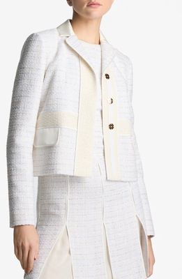 St. John Evening Sequin Tweed Crop Jacket in Ivory Multi