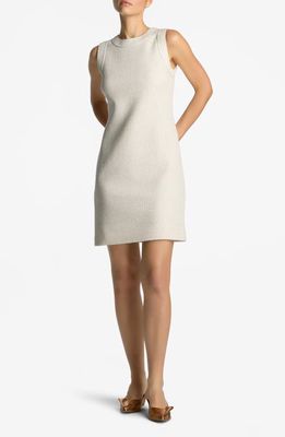 St. John Evening Sleeveless Textured Weave Dress in Ivory Multi