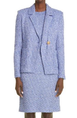 St. John Evening Sparkle Tweed Knit Jacket in Klein Blue Multi