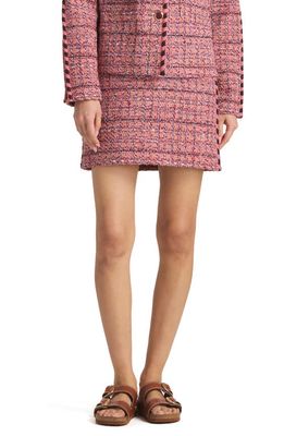 St. John Evening Tweed Miniskirt in Cranberry/Ecru/Brick Multi