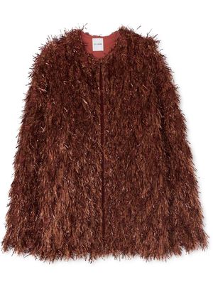 St. John faux-fur metallic-thread jacket - Brown