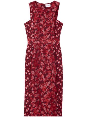 St. John floral-jacquard midi dress - Red
