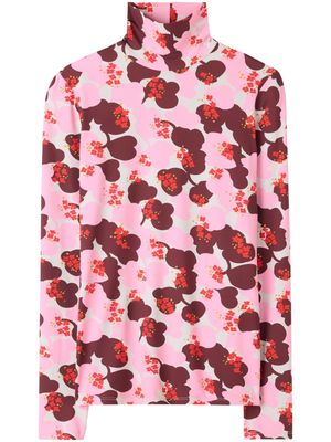 St. John floral-print roll-neck top - Pink