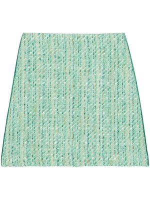 St. John grosgrain-trim tweed mini skirt - Green