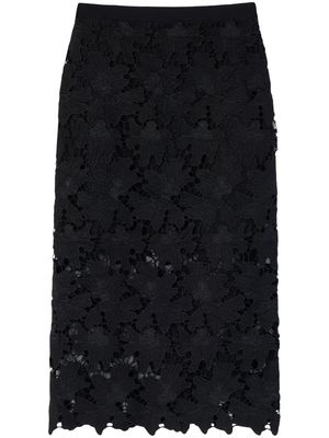 St. John guipure-lace high-waist midi skirt - Black