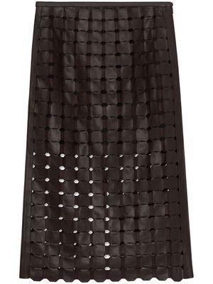 St. John interwoven leather midi skirt - Brown