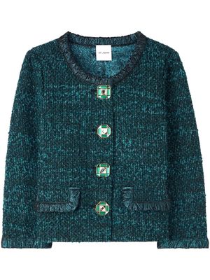 St. John jewel-buttons tweed jacket - Green