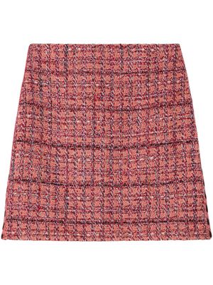St. John knitted-trim tweed miniskirt - Red