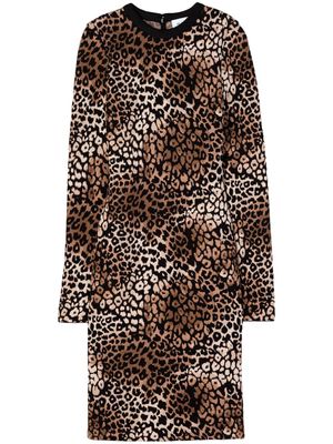 St. John leopard-print round-neck dress - Neutrals