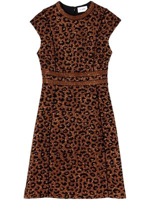 St. John leopard-print sequin-embellished dress - Brown