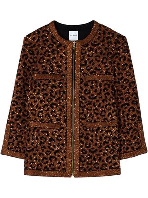 St. John leopard-print sequin-embellished jacket - Brown