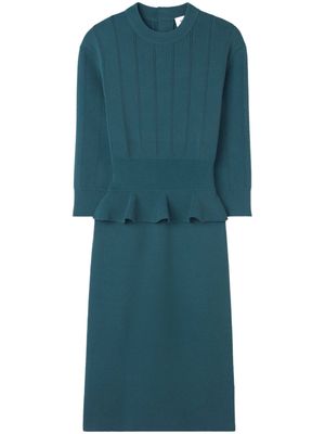 St. John peplum-waist midi knitted dress - Blue