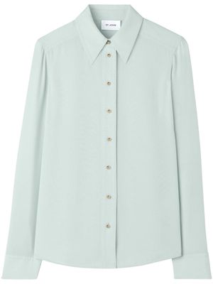 St. John pointed-collar silk blouse - Green