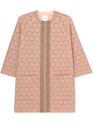 St. John pointelle knit zip jacket - Pink