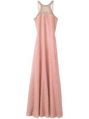 St. John rhinestone-embellished knitted gown - Pink