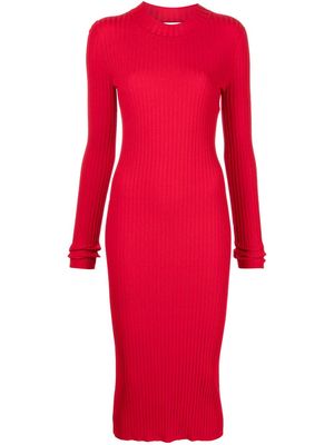 St. John ribbed knitted midi dress - Red