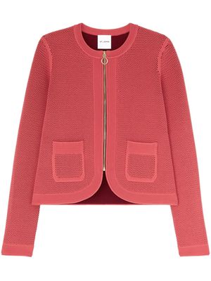 St. John ribbed-trim knitted jacket - Pink