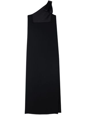St. John satin-crepe one-shoulder gown - Black