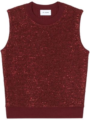 St. John sequin-detail organic wool-blend top - Red