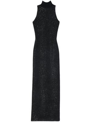 St. John sequin-embellished high-neck dress - Black