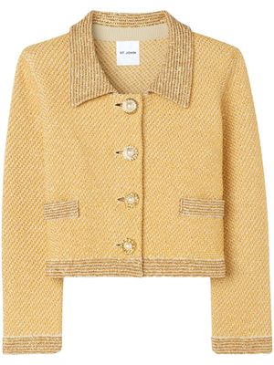 St. John sequinned twill cropped jacket - Yellow