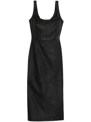 St. John sleeveless leather midi dress - Black