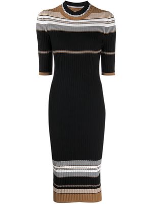 St. John stripe detail knit midi dress - Black