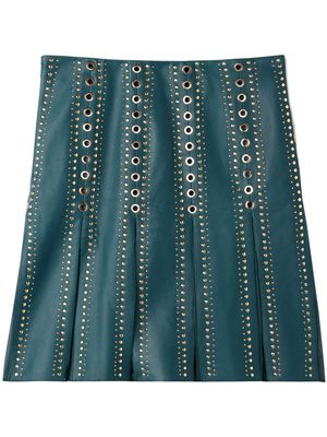 St. John stud-embellished leather skirt - Blue